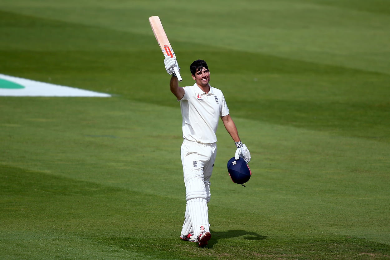 Alistair Cook celebrating a hundred
