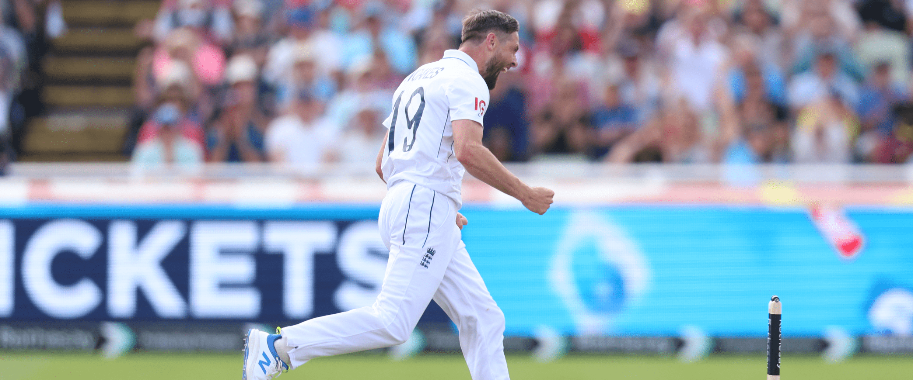England Test cricket player celebrating during a match at Edgbaston Stadium