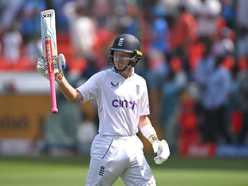 Ollie Pope celebrating his 196 runs in India Test Match