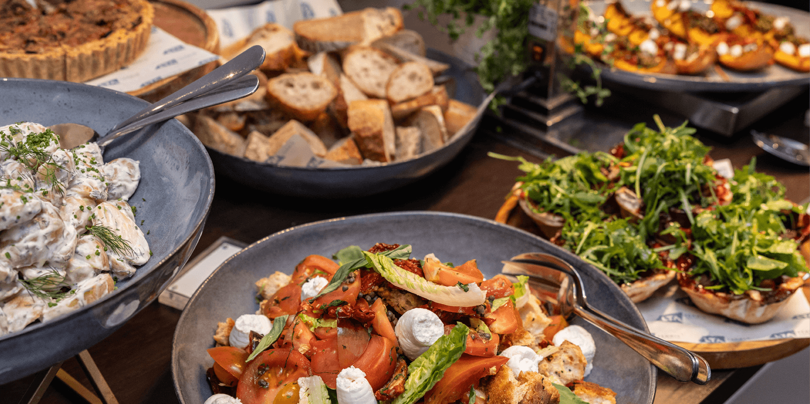 The buffet food offering for hospitality guests in Love Fifteen at Eastbourne