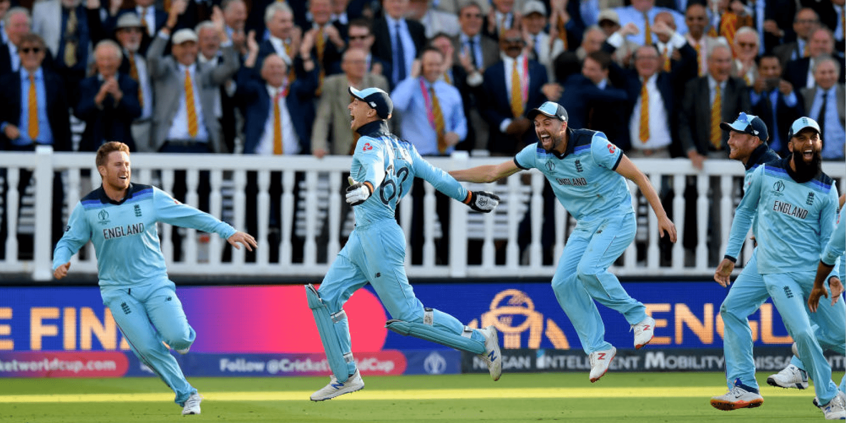 England ODI team cheering and celebrating during a match