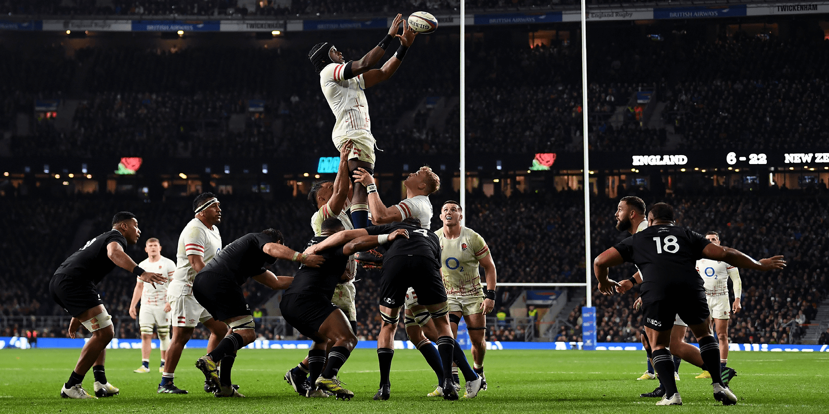 England Rugby playing New Zealand in Twickenham during a match for the Autumn Nations Series