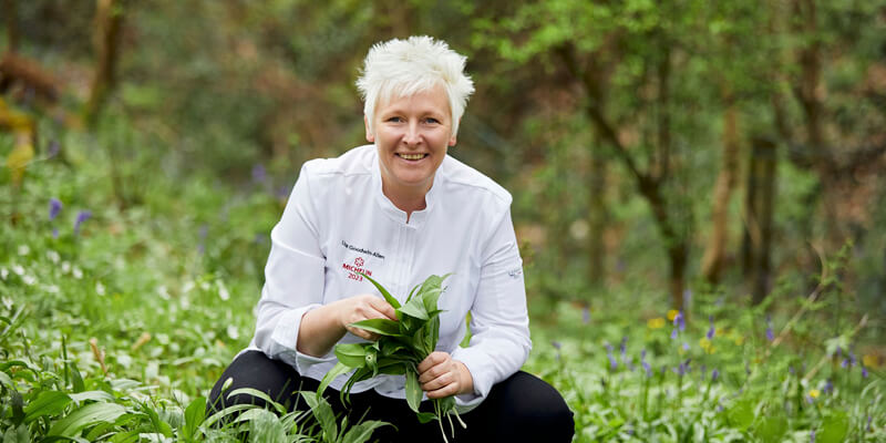 Lisa Goodwin-Allen cooking in The East Wing at Allianz Stadium Twickenham