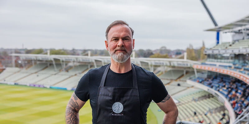 Glynn Purnell aka the Yummy Brummie cooking at major match days at Edgbaston Stadium
