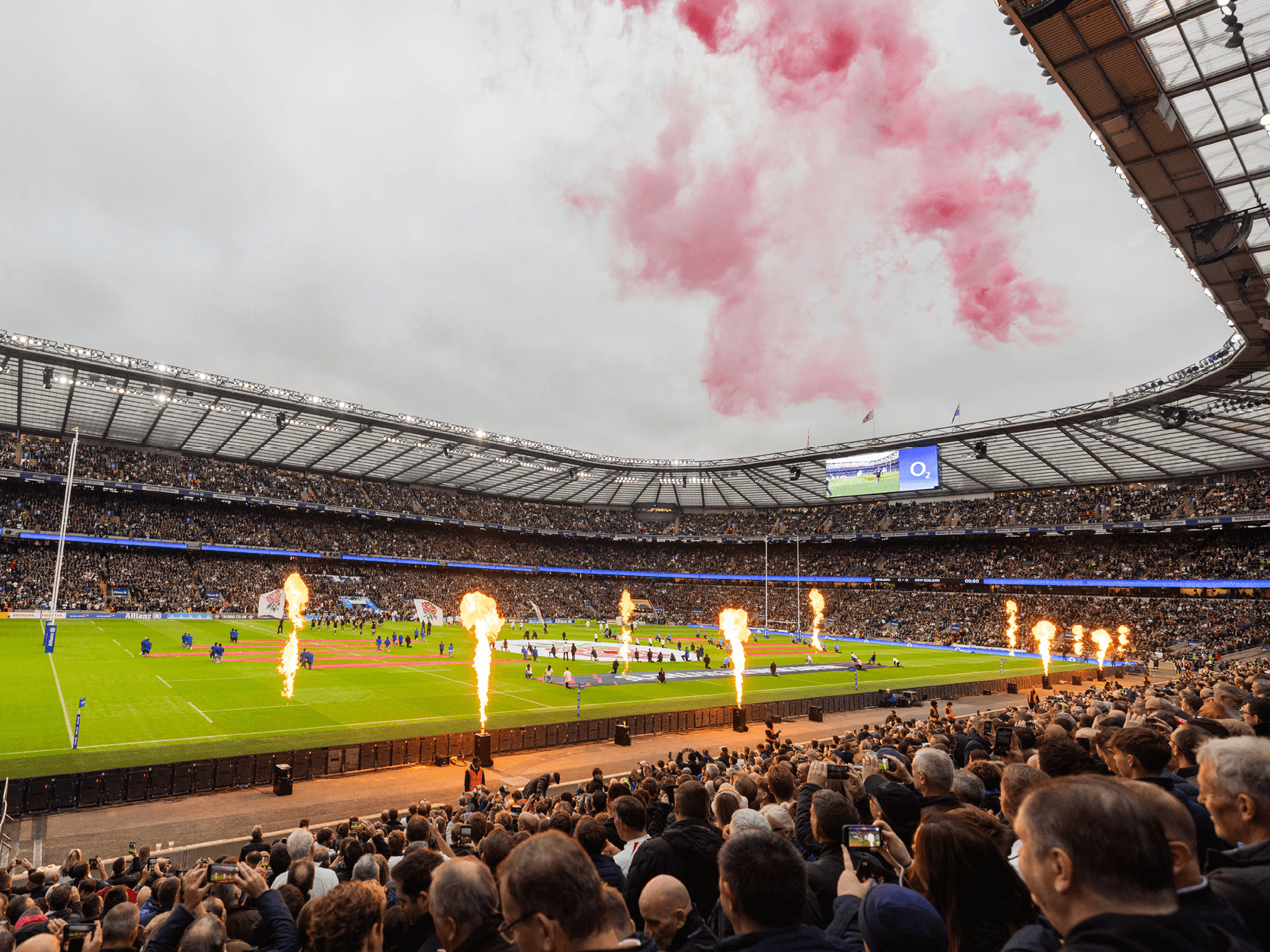 Allianz Stadium Twickenham fireworks before a match in the Autumn Nations Series
