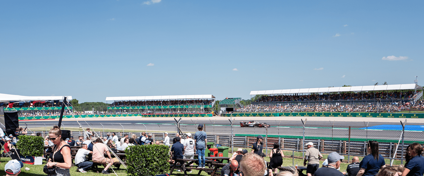 Trackside views from hospitality at the formula 1 Silverstone grand prix
