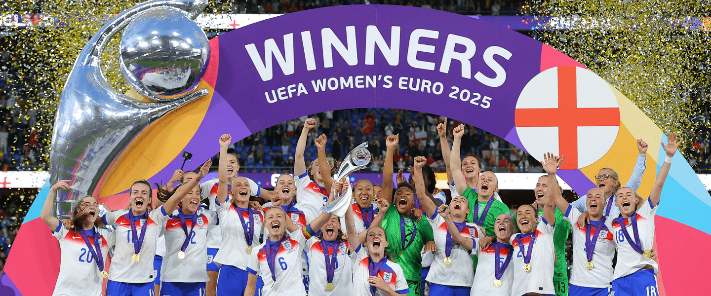 Lionesses celebrating winning the Euro 2025 Finals