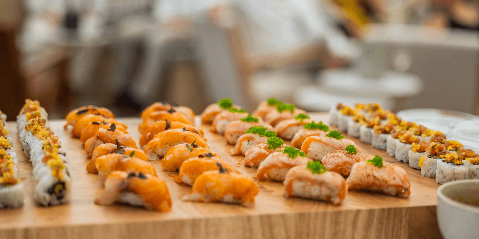 Sushi served by Smoking Lobster in The View hospitality at the HSBC Championships at The Queen's Club - WTA500 for the HerStory experience