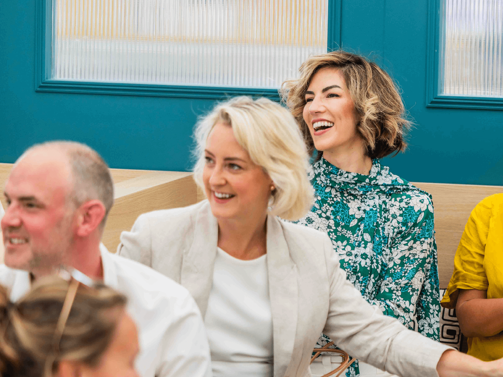 Guests laughing during a panel talk for the HerStory experience in The View at the HSBC Championships at The Queen's Club - WTA500