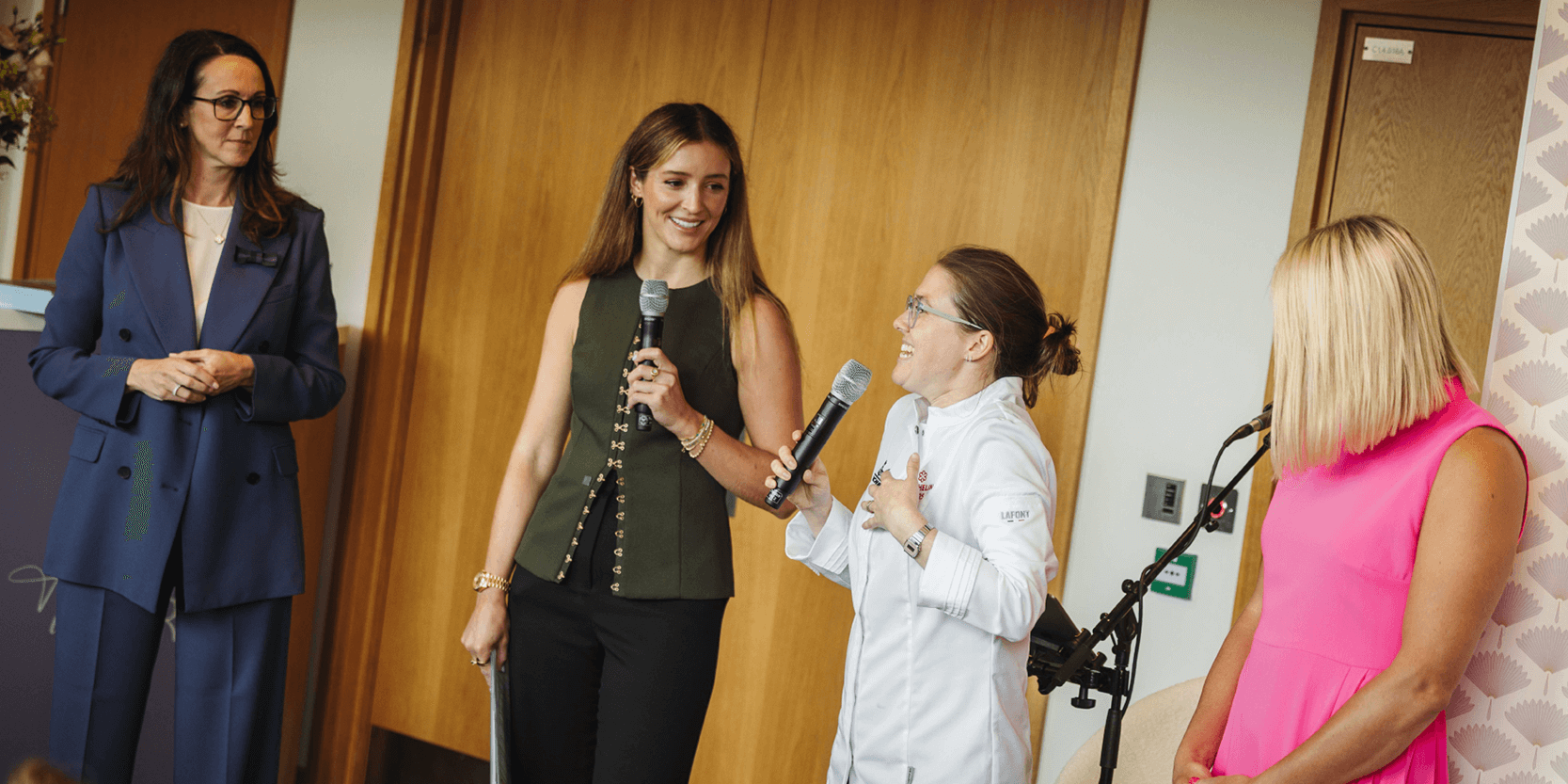 Panelists Laura Robson, Sally Bolton, Chemmy Alcott and Emily Roux for HerStory at Wimbledon