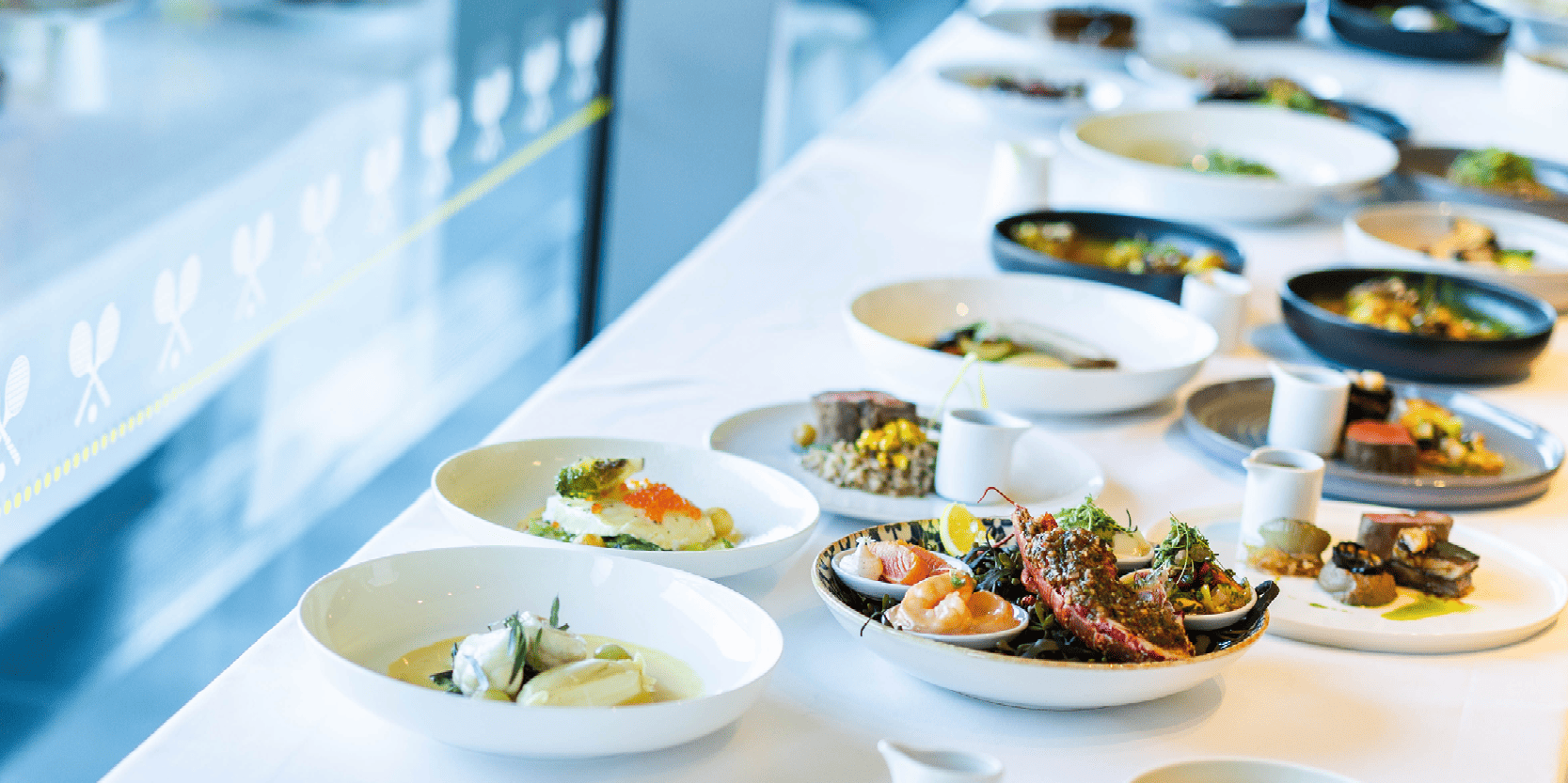 Dishes layed out at the end of a menu tasting for Keith Prowse when operations teams select the dishes to include on an event menu