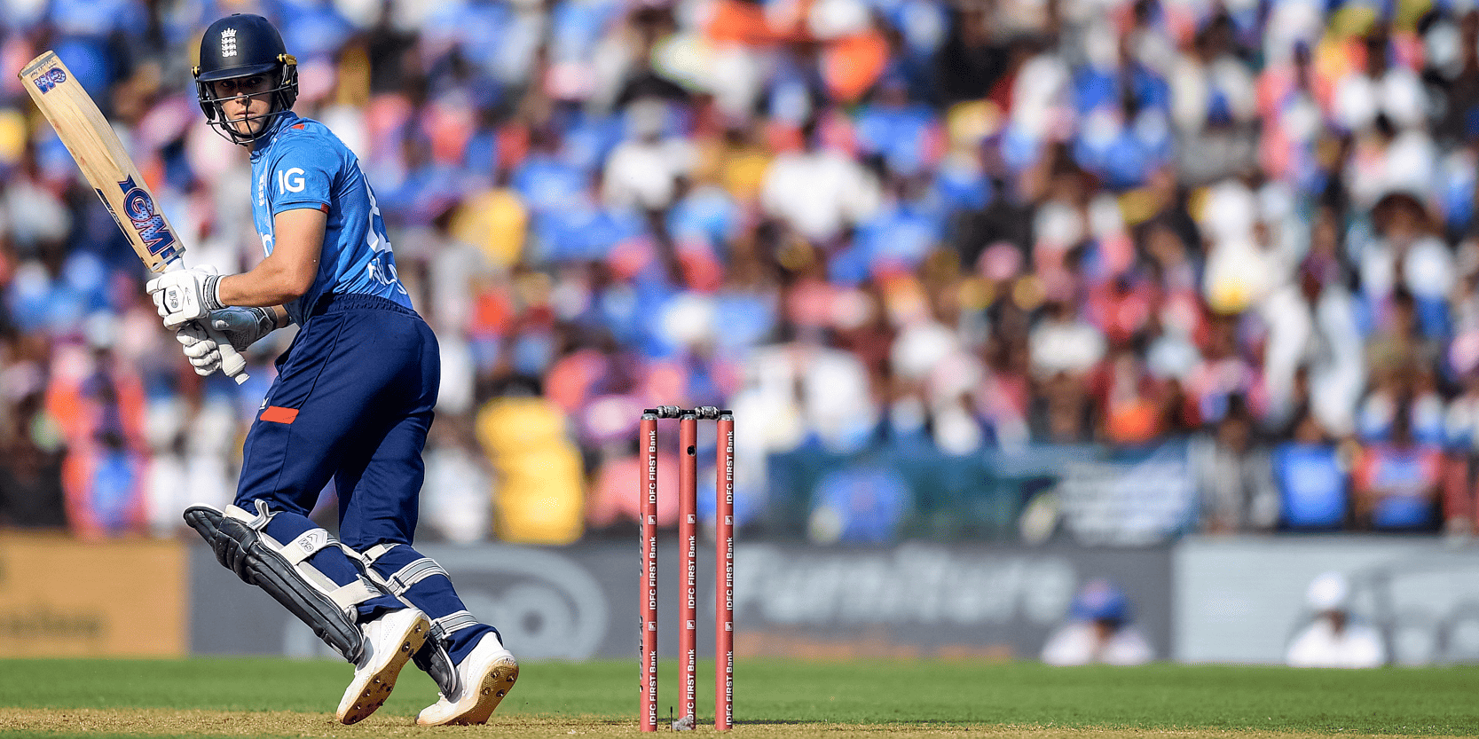 England cricket player in an ODI match at Edgbaston Stadium batting