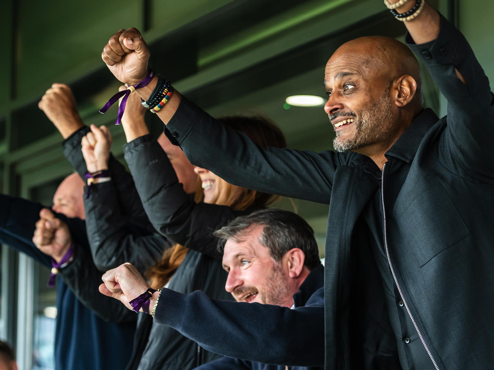 Cricket fans celebrating a win during T20 Finals Day at Edgbaston Stadium