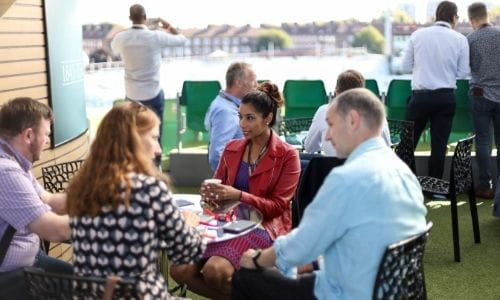 Guests networking at The Kia Oval.