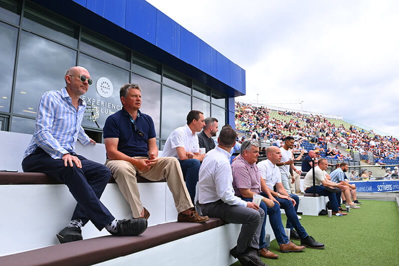 Guests enjoying the cricket at the Edgbaston Experience Club