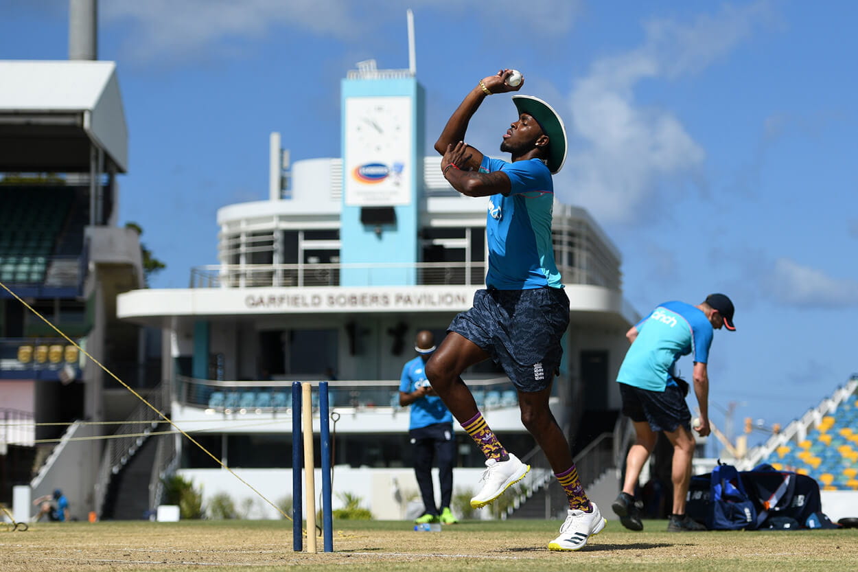 Jofra Archer bowling in West Indies