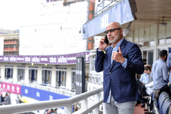 guest enjoying a balcony at Edgbaston Stadium
