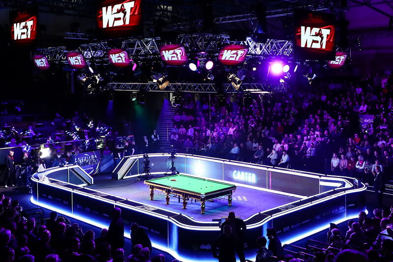 The 2022 Cazoo Masters snooker table at the Alexandra Palace