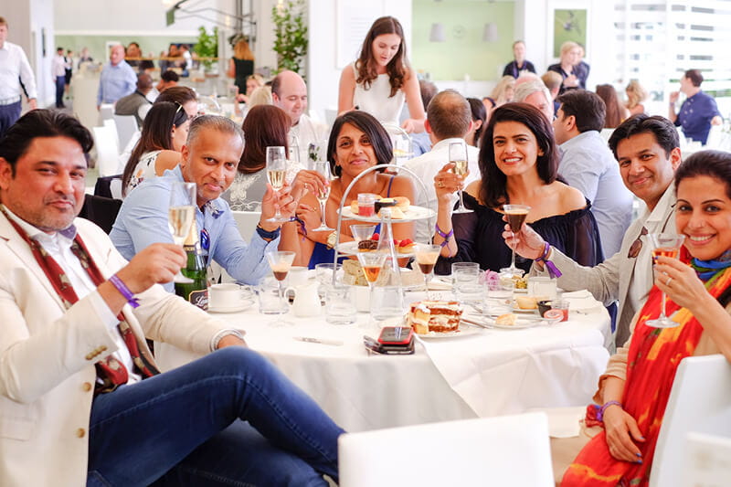 Guests enjoying themselves at The Lawn hospitality at The Championships Wimbledon