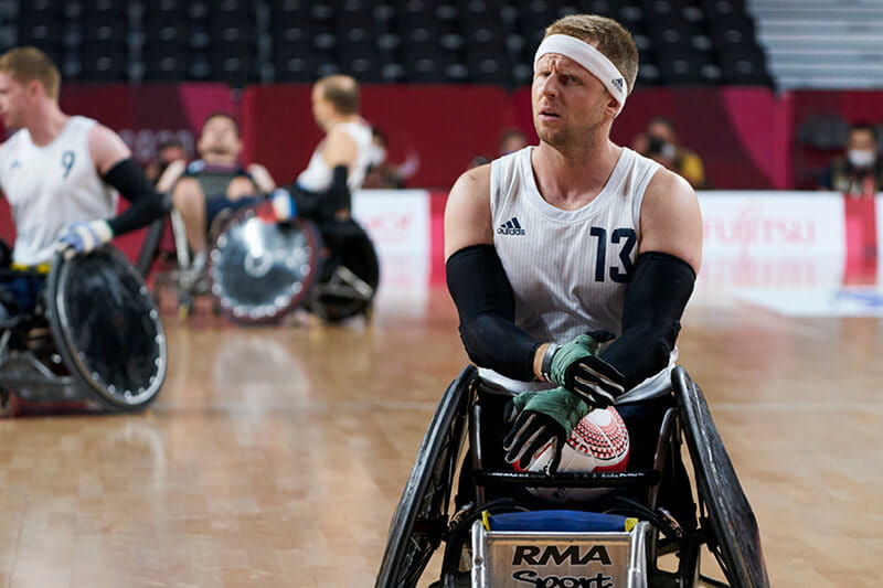Great British Paralympian and wheelchair rugby player Aaron Phipps at the Tokyo 2020 Paralympic Games