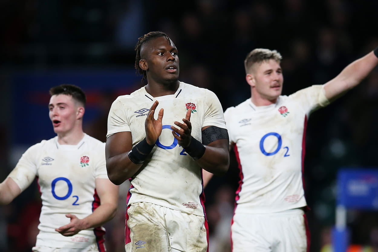 Maro Itoje celebrating 
