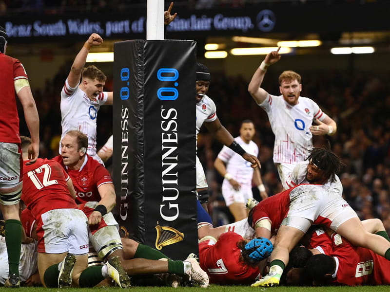 England v Wales at Twickenham Stadium scoring a try