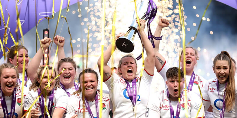 England Red Roses celebrate win