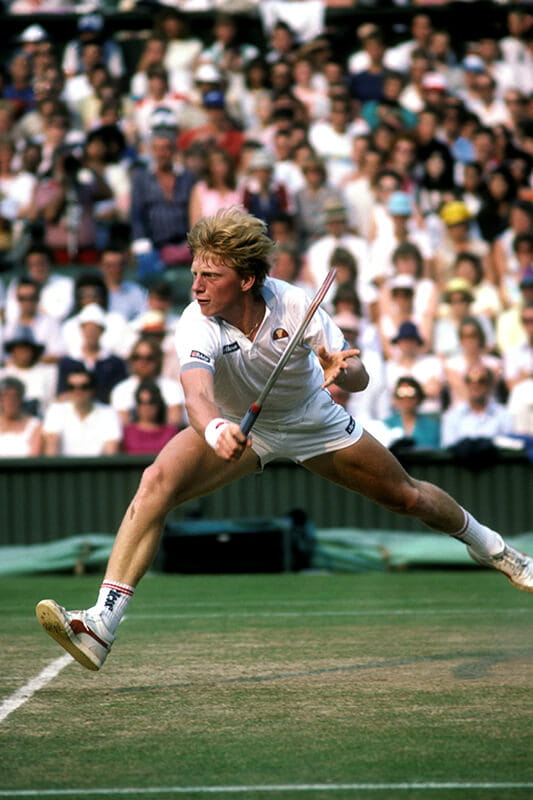 Boris Becker playing on the courts at Wimbledon