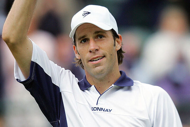 Greg Rusedski playing a tennis match