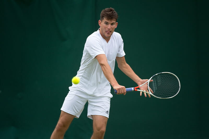 Professional tennis player Dominic Thiem playing at Wimbledon