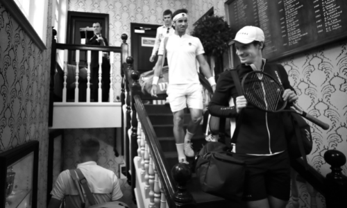 Andy Murray and Feliciano Lopez at The Queen's Club, 2019.