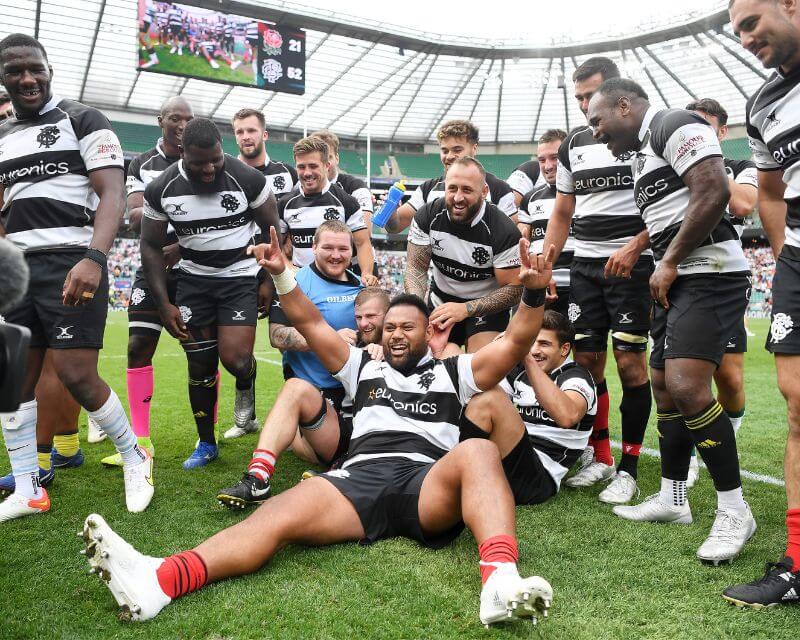Barbarians celebrating victory at Allianz Stadium