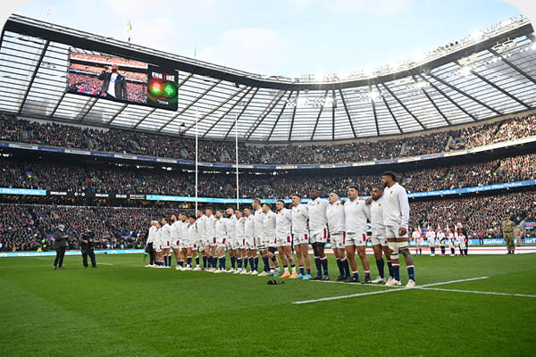 England rugby line-up at Allianz stadium, twickenham, the home of england rugby