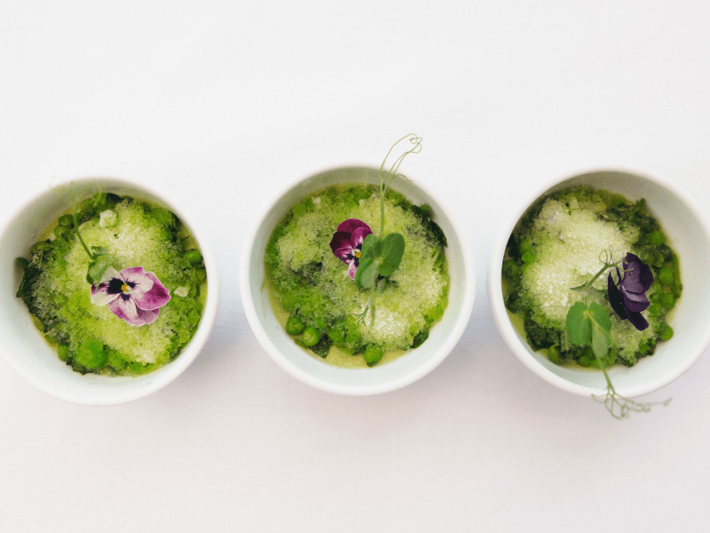Plated pea dish