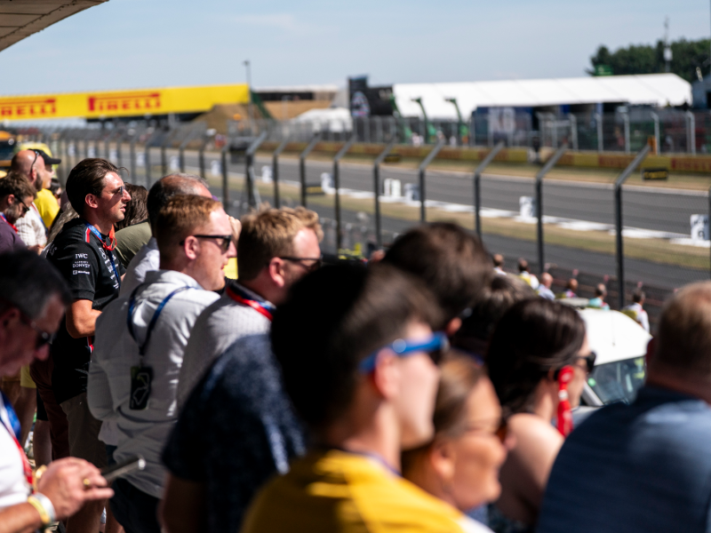 Fans watching the British Grand Prix from hospitality suites