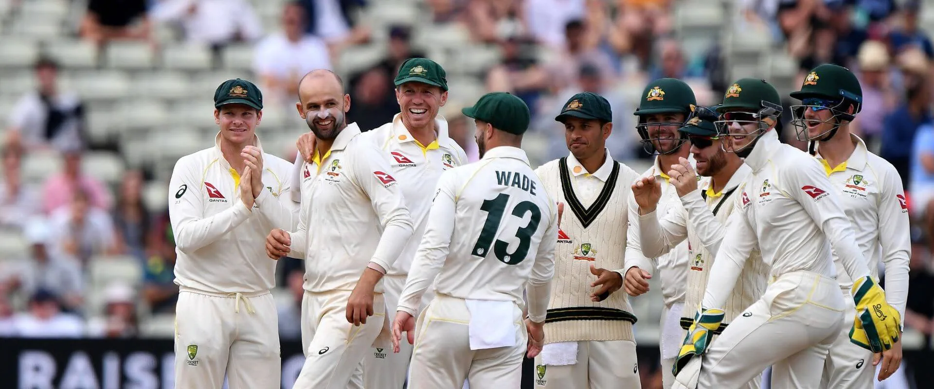 Australia cricket team celebrate a wicket