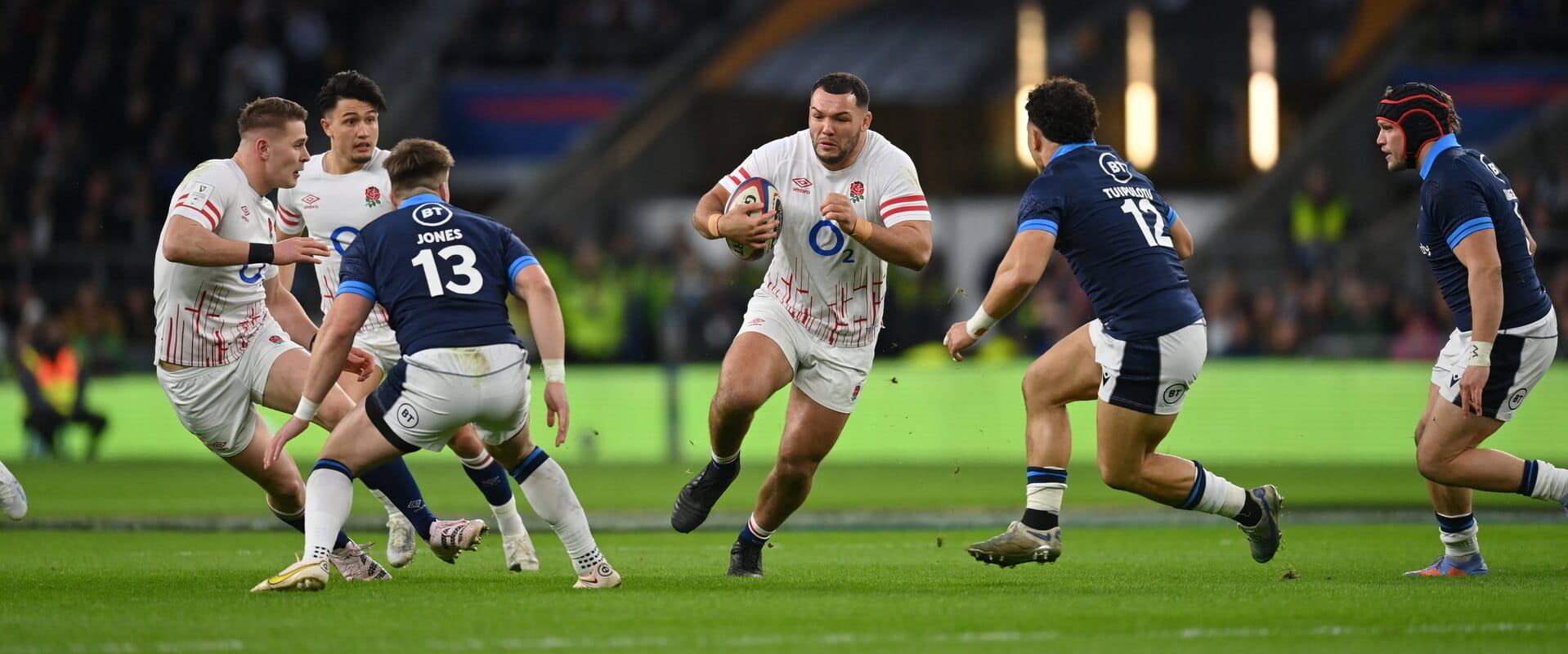 Ellis Genge on the charge for England against Scotland in the 2023 Guinness Six Nations