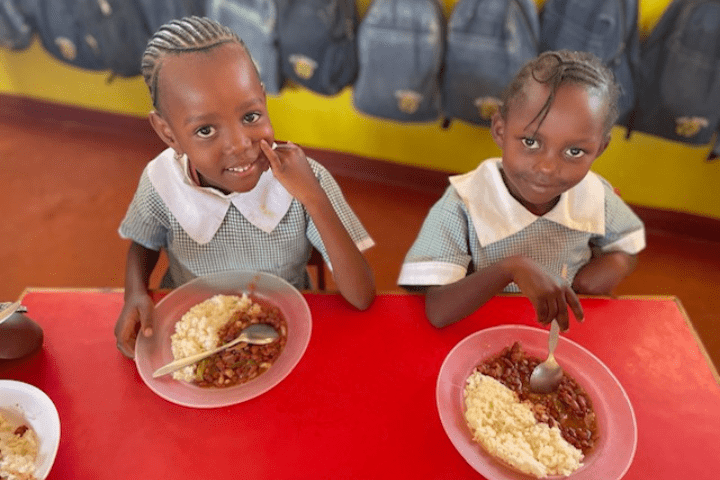 Children enjoying meals supplied by Keiths Kitchen.