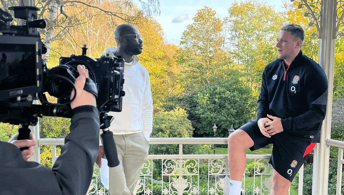 Ugo Monye interviewing Alex Dombrandt at Pennyhill Park