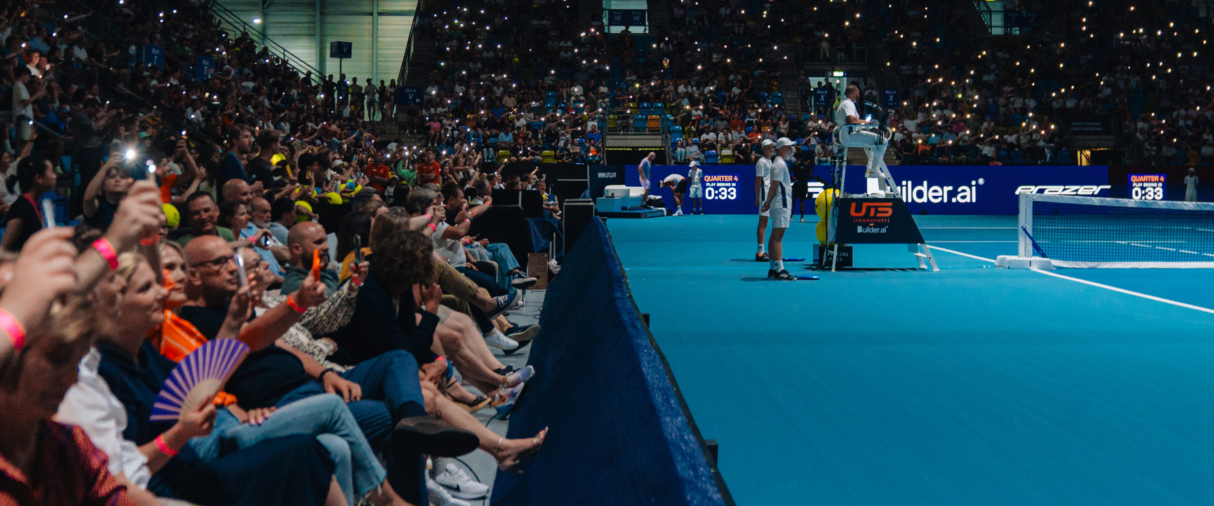 View from crowd seat at the UTS tennis event at ExCeL London
