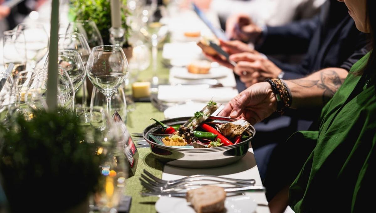 Guests enjoying table service