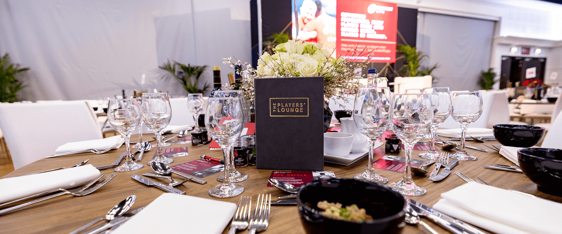 table close up in the players lounge