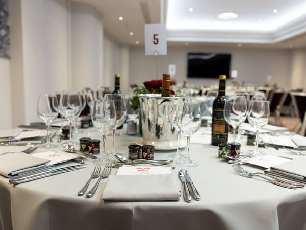 Tables laid in Rugby House