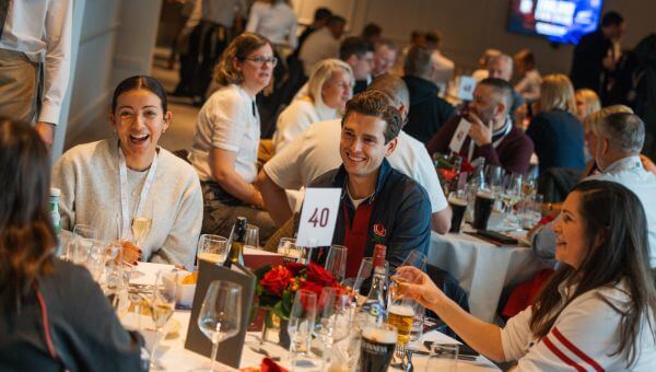 Guests networking in The Lock's main restaurant