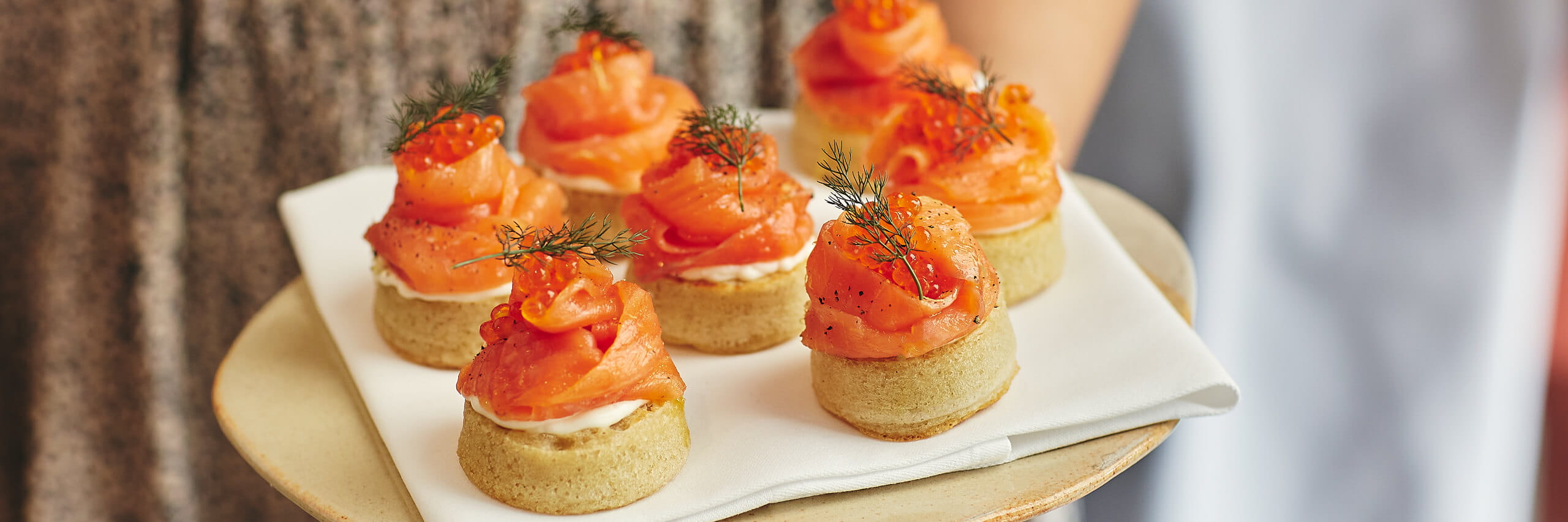 Canapés served inside The Treehouse at Wimbledon 