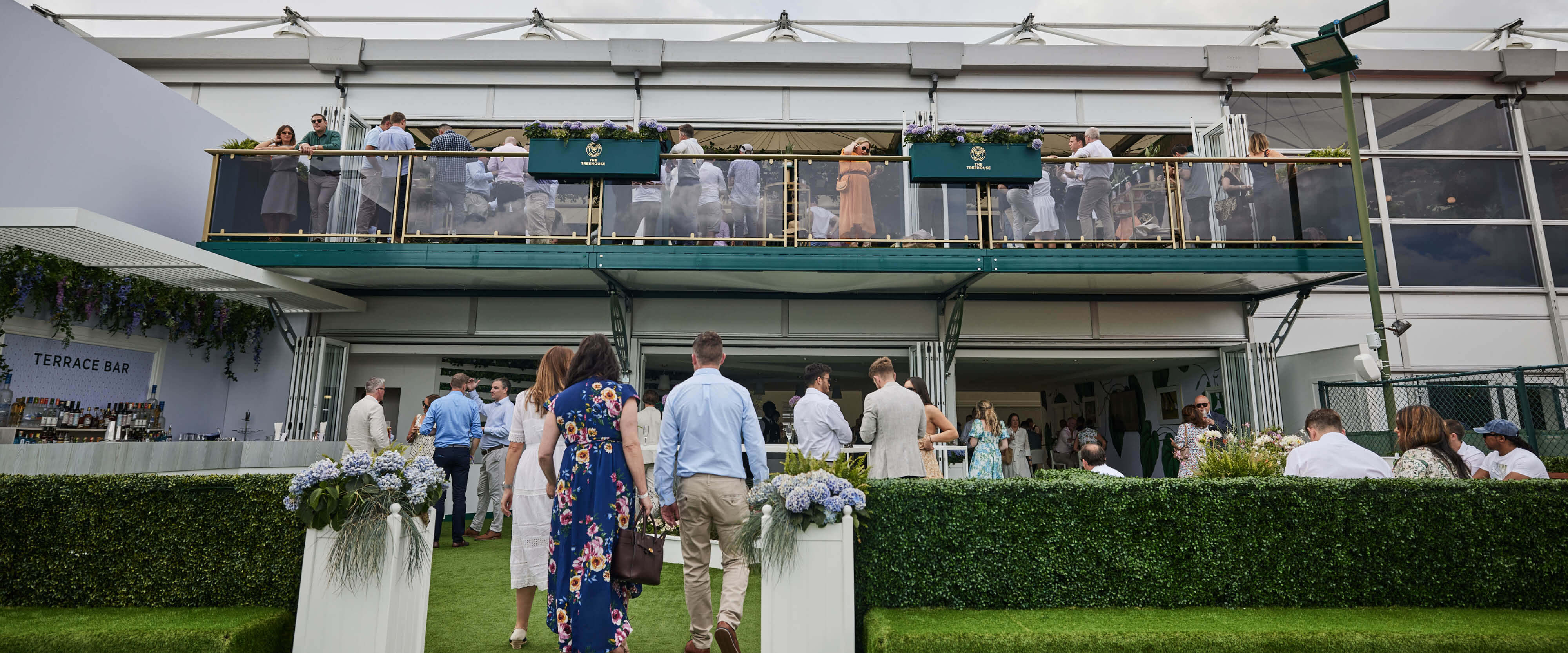 Treehouse balcony from The Lawn garden area at The Championships Wimbledon