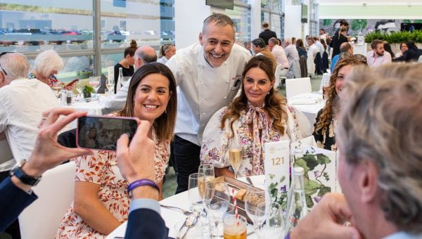 Two Michelin Star Chef Michel Roux mingling with guests